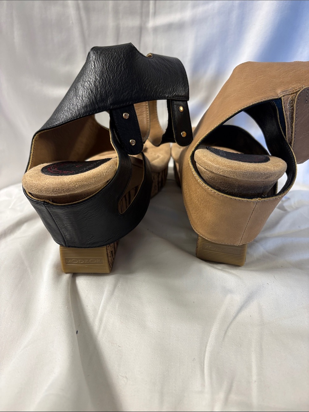 Modzori reversible Black and tan Wedge Sandal with Cork-Style Platform - Picture 5 of 7